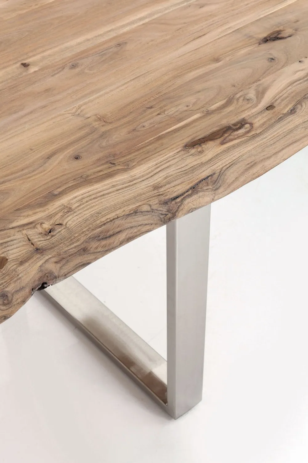 Stoły*KARE Design Stół Harmony 180x90 Cm Akacja Nogi Chromowe Matowe
