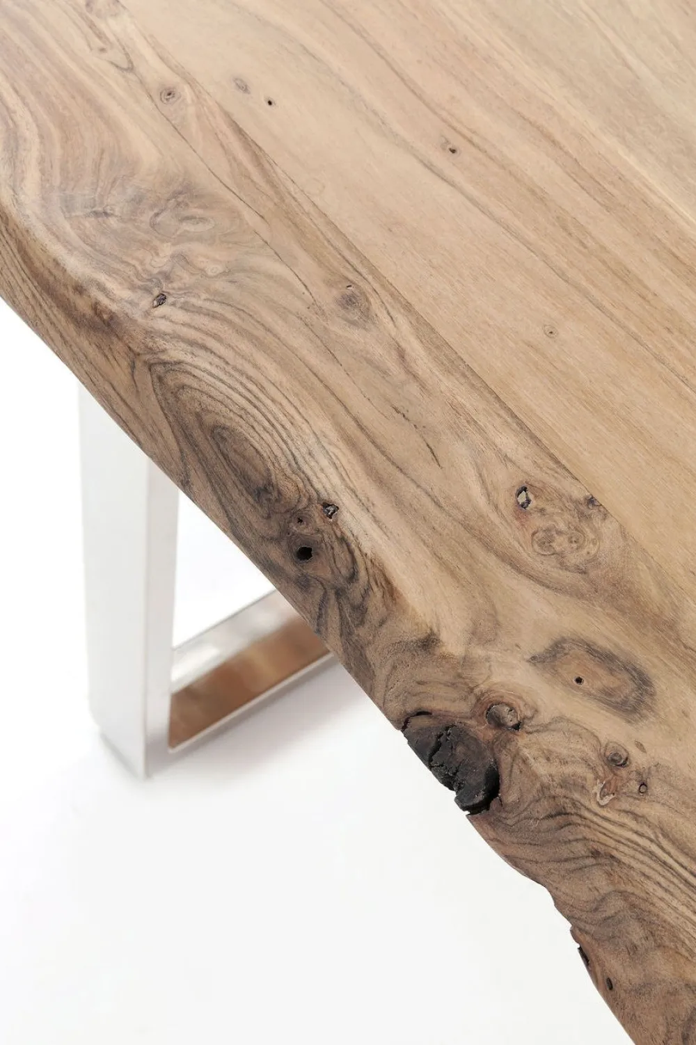 Stoły*KARE Design Stół Harmony 180x90 Cm Akacja Nogi Chromowe Matowe