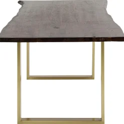 Stoły*KARE Design Stół Harmony 200x100 Cm Ciemnobrązowy - Nogi Złote