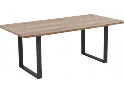 Stoły*KARE Design Stół Industrialny Do Jadani Z Drewnianym Blatem I Metalowymi Szarymi Nogami 200x100 Cm