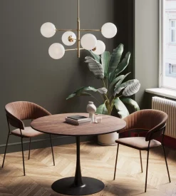 Stoły*KARE Design Stół Loft W Okleinie Orzech Włoski Noga Czarna Ø110 Cm