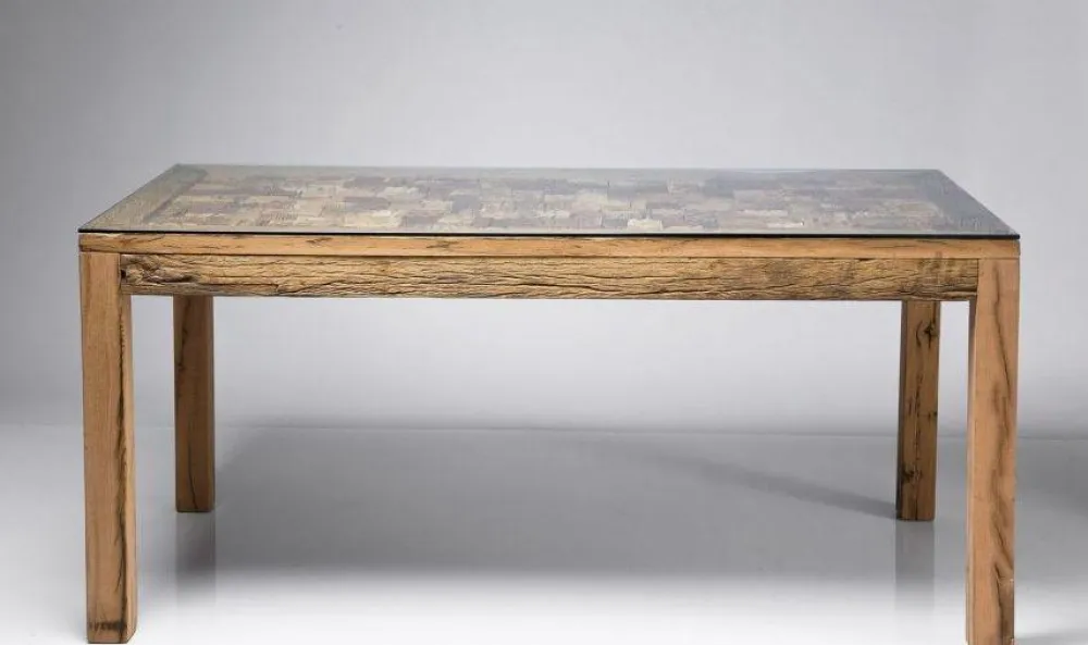 Stoły*KARE Design Stół Memory 160x80 Cm Drewniano-szklany