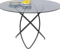 Stoły*KARE Design Stół Molekular Ø120 Cm Czarny - Blat Szklany