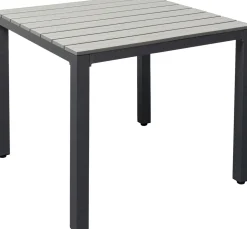 Stoły*KARE Design Stół Ogrodowy Blat Kwadratowy Szary Polywood Nogi Z Aluminium 80x80 Cm