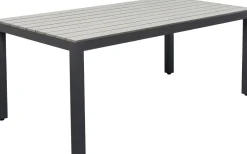 Stoły*KARE Design Stół Ogrodowy Blat Prostokątny Szary Polywood Nogi Z Aluminium Czarne 180x90 Cm