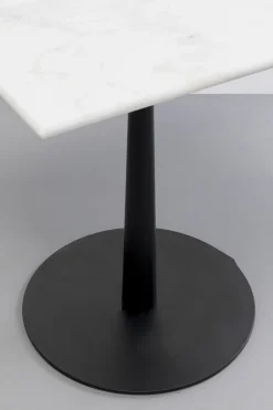 Stoły*KARE Design Stół Ogrodowy Czarno-biały Blat Kwadratowy Marmurowy 70x70 Cm