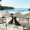 Stoły*KARE Design Stół Ogrodowy Czarny Blat Ceramika Nogi Aluminium 180x90 Cm