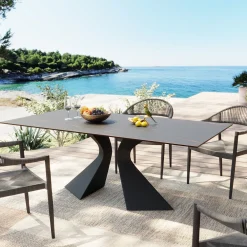 Stoły*KARE Design Stół Ogrodowy Czarny Blat Ceramika Nogi Aluminium 180x90 Cm