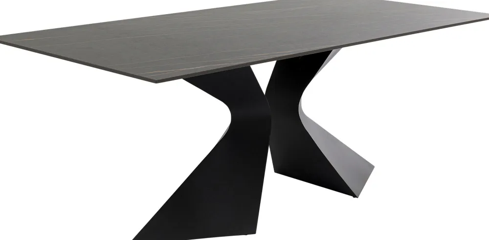 Stoły*KARE Design Stół Ogrodowy Czarny Blat Ceramika Nogi Aluminium 180x90 Cm
