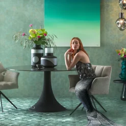 Stoły*KARE Design Stół Ogrodowy Czarny Ze Szklanym Blatem Ø150 Cm