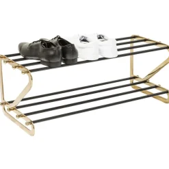 Szafki Na Buty*KARE Design Stojak Na Buty Walk 84x34 Cm Czarno-złoty