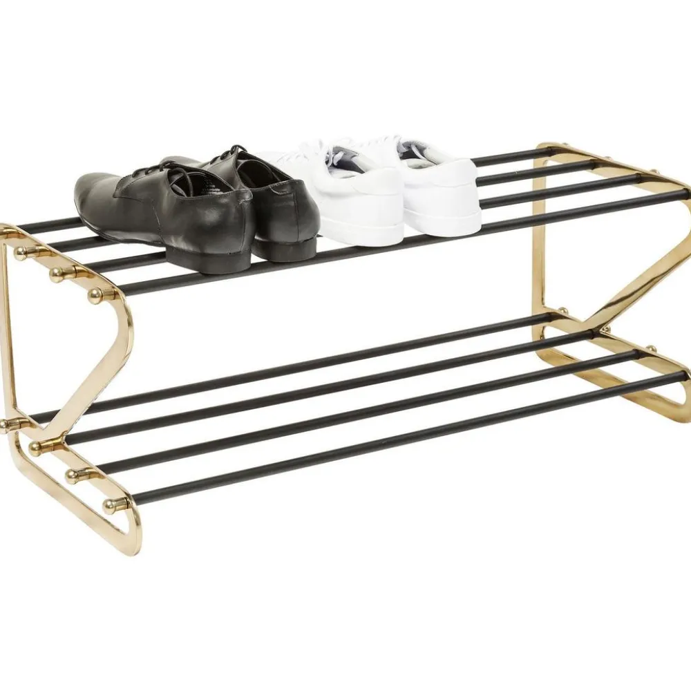 Szafki Na Buty*KARE Design Stojak Na Buty Walk 84x34 Cm Czarno-złoty