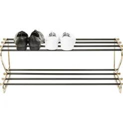 Szafki Na Buty*KARE Design Stojak Na Buty Walk 84x34 Cm Czarno-złoty