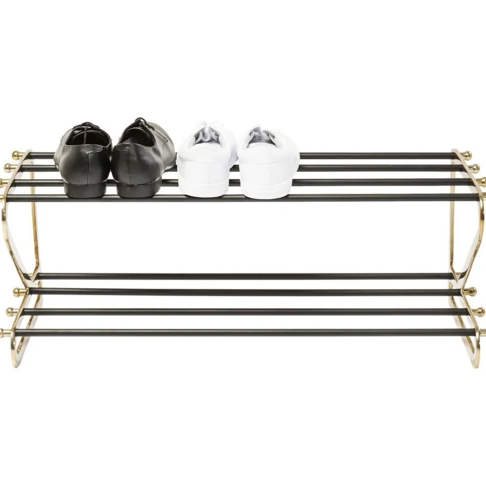 Szafki Na Buty*KARE Design Stojak Na Buty Walk 84x34 Cm Czarno-złoty