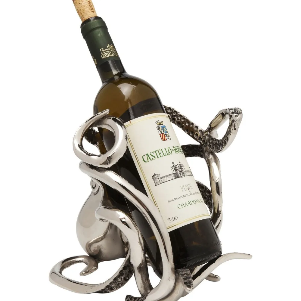 Stojaki Na Wino*KARE Design Stojak Na Wino Octopus 17x24 Cm Srebrny