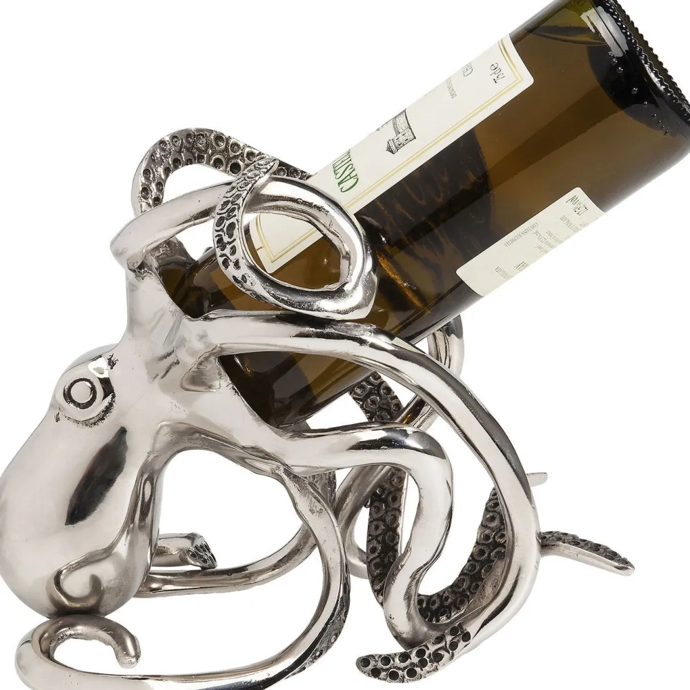 Stojaki Na Wino*KARE Design Stojak Na Wino Octopus 17x24 Cm Srebrny