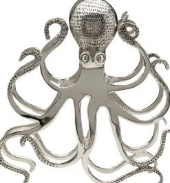 Stojaki Na Wino*KARE Design Stojak Na Wino Srebrny Z Aluminium Kształt Ośmiornicy 44x49 Cm