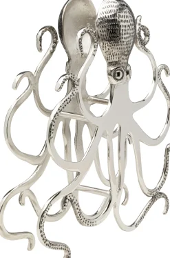 Stojaki Na Wino*KARE Design Stojak Na Wino Srebrny Z Aluminium Kształt Ośmiornicy 44x49 Cm