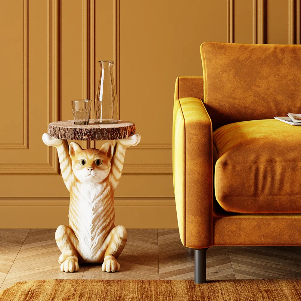 Stoliki Kawowe*KARE Design Stolik Animal Ms Cat 33x35 Cm Kolorowy