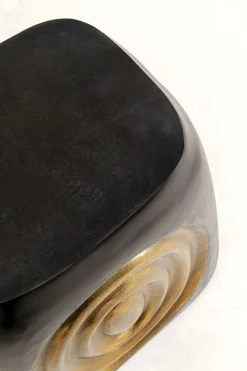 Stoliki Kawowe*KARE Design Stolik Drum 41x31 Cm Aluminium Czarno-złoty