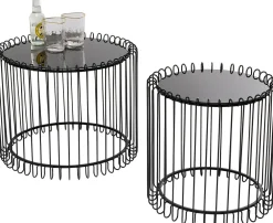 Stoliki Kawowe*KARE Design Stoliki Kawowe Czarne Blaty Szklane 2-set Podstawa Stal
