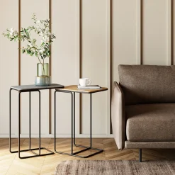 Stoliki Kawowe*KARE Design Stoliki Pomocnicze Blaty Aluminiowe Nogi Stalowe Czarny I Złoty 2-set
