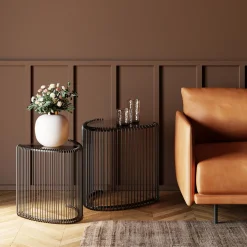 Stoliki Kawowe*KARE Design Stoliki Pomocnicze Czarne Blaty Trójkątne Szklane 2-set