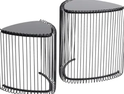 Stoliki Kawowe*KARE Design Stoliki Pomocnicze Czarne Blaty Trójkątne Szklane 2-set