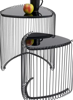 Stoliki Kawowe*KARE Design Stoliki Pomocnicze Czarne Blaty Trójkątne Szklane 2-set