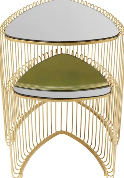Stoliki Kawowe*KARE Design Stoliki Pomocnicze Złote Blaty Trójkątne Szklane 2-set