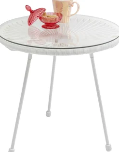 Stoliki Kawowe*KARE Design Stolik Kawowy Acapulco Ø50 Cm Biały - Blat Szklany