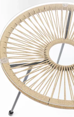 Stoliki Kawowe*KARE Design Stolik Kawowy Acapulco Ø50 Cm Naturalny - Blat Szklany