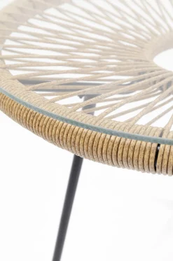 Stoliki Kawowe*KARE Design Stolik Kawowy Acapulco Ø50 Cm Naturalny - Blat Szklany