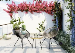 Stoliki Kawowe*KARE Design Stolik Kawowy Acapulco Ø50 Cm Naturalny - Blat Szklany