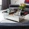 Stoliki Kawowe*KARE Design Stolik Kawowy Barek Rozkładany Srebrny Na Kółkach Stal Nierdzewna 120x75 Cm