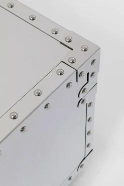 Stoliki Kawowe*KARE Design Stolik Kawowy Barek Rozkładany Srebrny Na Kółkach Stal Nierdzewna 120x75 Cm