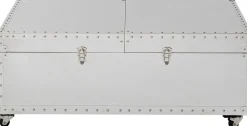 Stoliki Kawowe*KARE Design Stolik Kawowy Barek Rozkładany Srebrny Na Kółkach Stal Nierdzewna 120x75 Cm