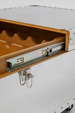 Stoliki Kawowe*KARE Design Stolik Kawowy Barek Rozkładany Srebrny Na Kółkach Stal Nierdzewna 120x75 Cm