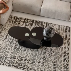 Stoliki Kawowe*KARE Design Stolik Kawowy Blaty Szklane Obrotowy Czarny 150x58 Cm