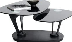 Stoliki Kawowe*KARE Design Stolik Kawowy Blaty Szklane Obrotowy Czarny 150x58 Cm
