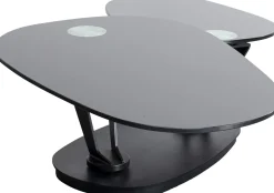 Stoliki Kawowe*KARE Design Stolik Kawowy Blaty Szklane Obrotowy Czarny 150x58 Cm