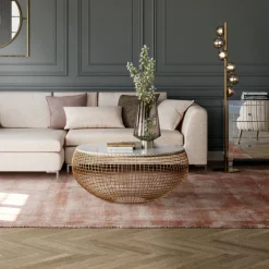 Stoliki Kawowe*KARE Design Stolik Kawowy Cesta Marbel Ø100 Cm Złoty