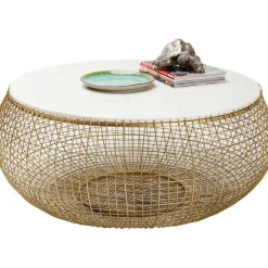 Stoliki Kawowe*KARE Design Stolik Kawowy Cesta Marbel Ø100 Cm Złoty