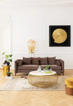 Stoliki Kawowe*KARE Design Stolik Kawowy Cesta Marbel Ø100 Cm Złoty