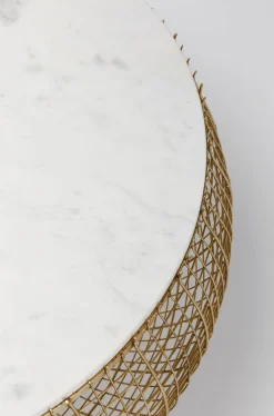 Stoliki Kawowe*KARE Design Stolik Kawowy Cesta Marbel Ø100 Cm Złoty