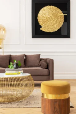 Stoliki Kawowe*KARE Design Stolik Kawowy Cesta Marbel Ø100 Cm Złoty