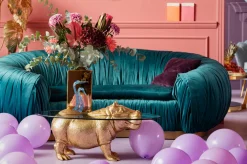 Stoliki Kawowe*KARE Design Stolik Kawowy Hippo 80 Cm Złoty - Blat Szklany