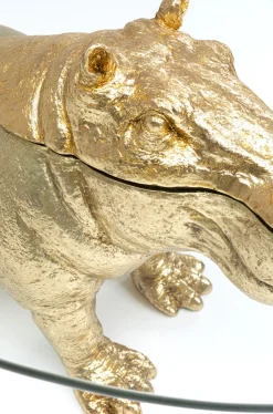 Stoliki Kawowe*KARE Design Stolik Kawowy Hippo 80 Cm Złoty - Blat Szklany