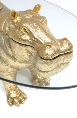 Stoliki Kawowe*KARE Design Stolik Kawowy Hippo 80 Cm Złoty - Blat Szklany