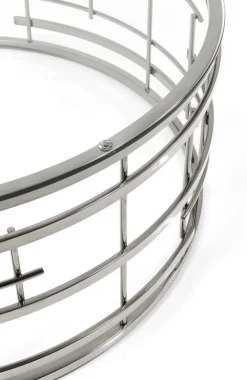 Stoliki Kawowe*KARE Design Stolik Kawowy Jupiter Ø100 Cm Srebrny - Blat Szklany